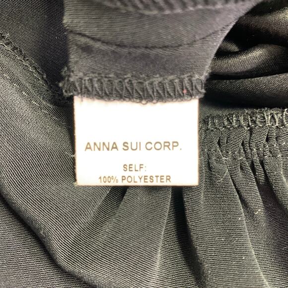ANNA SUI Size 6 Black Polyester Mixed Fabrics Short Sleeve Cocktail Dress - Picture 9 of 10